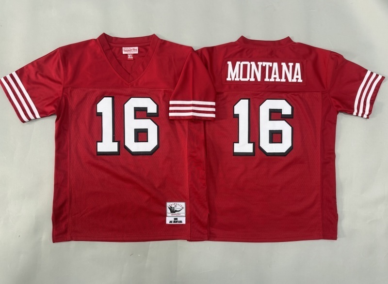 Youth San Francisco 49ers #16 Montana Red Throwback Limited Nike NFL Jersey 02